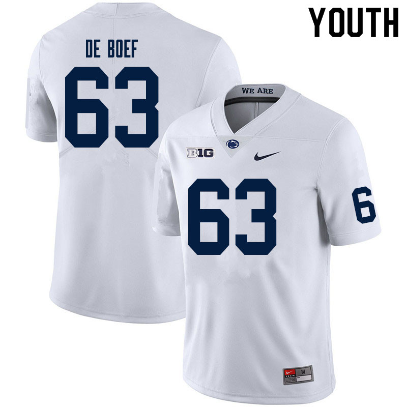 Youth #63 Collin De Boef Penn State Nittany Lions College Football Jerseys Sale-White